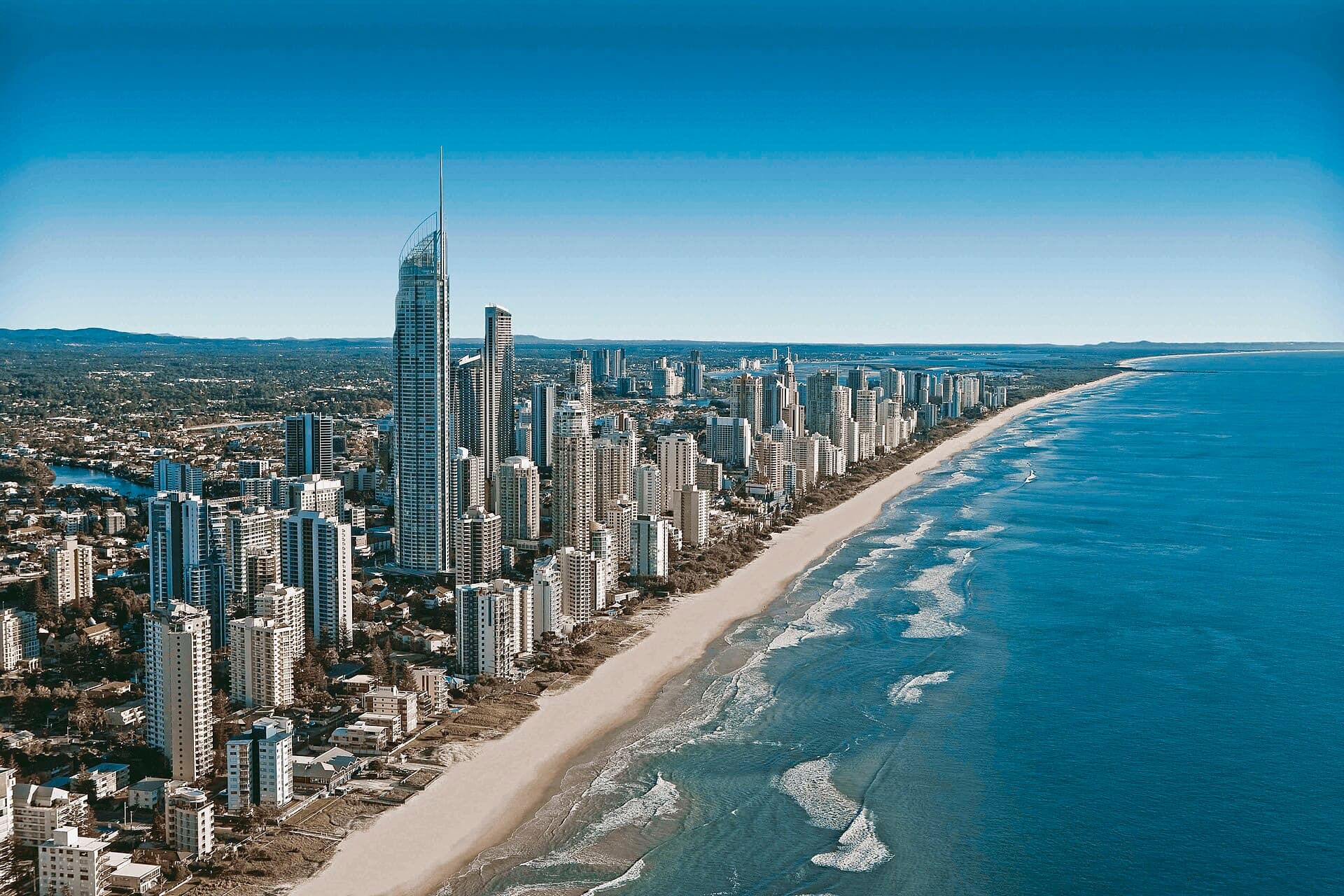 Apartment towers along the beachfront at Surfers Paradise on the Gold Coast